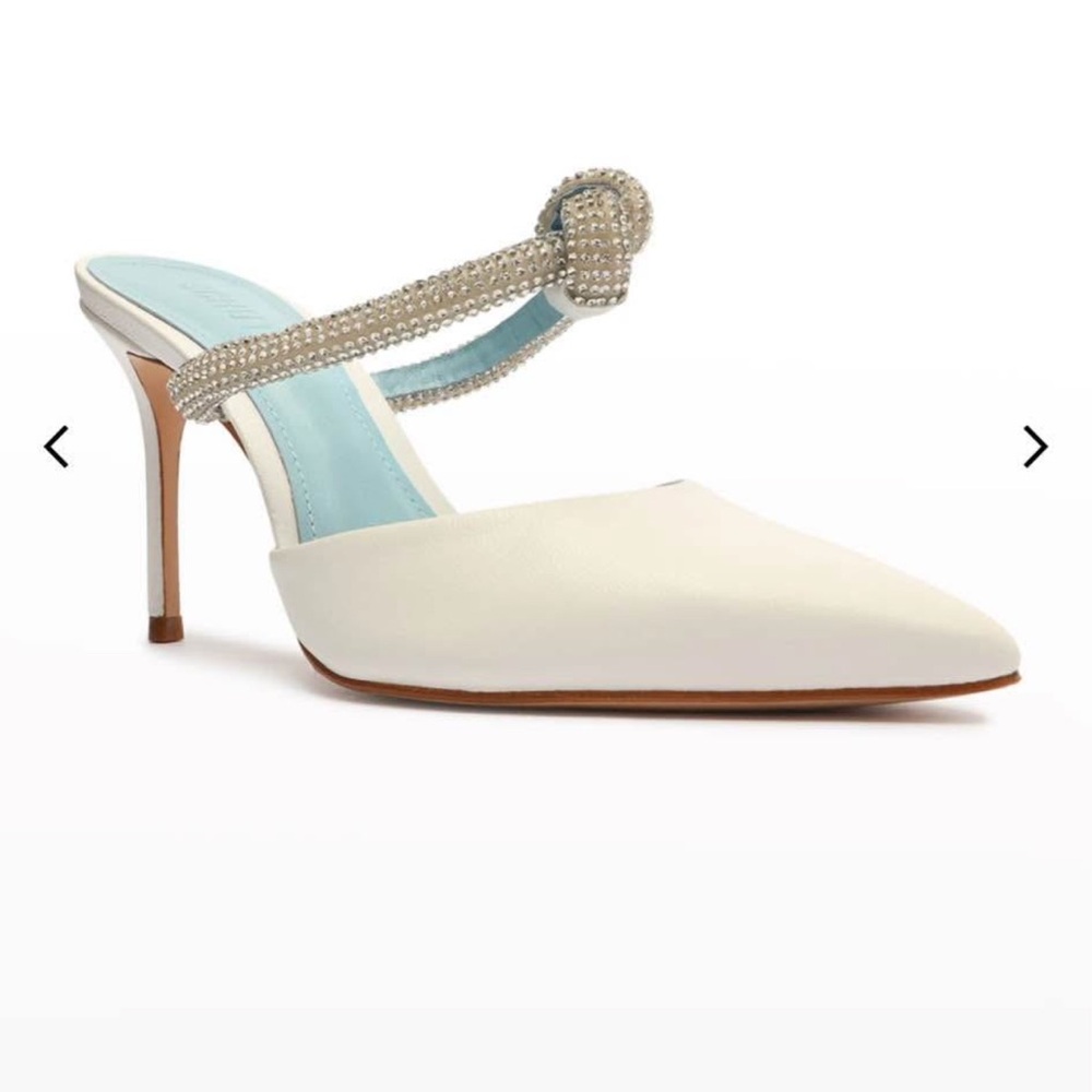 Shultz Pearl Crystal knot mule heels